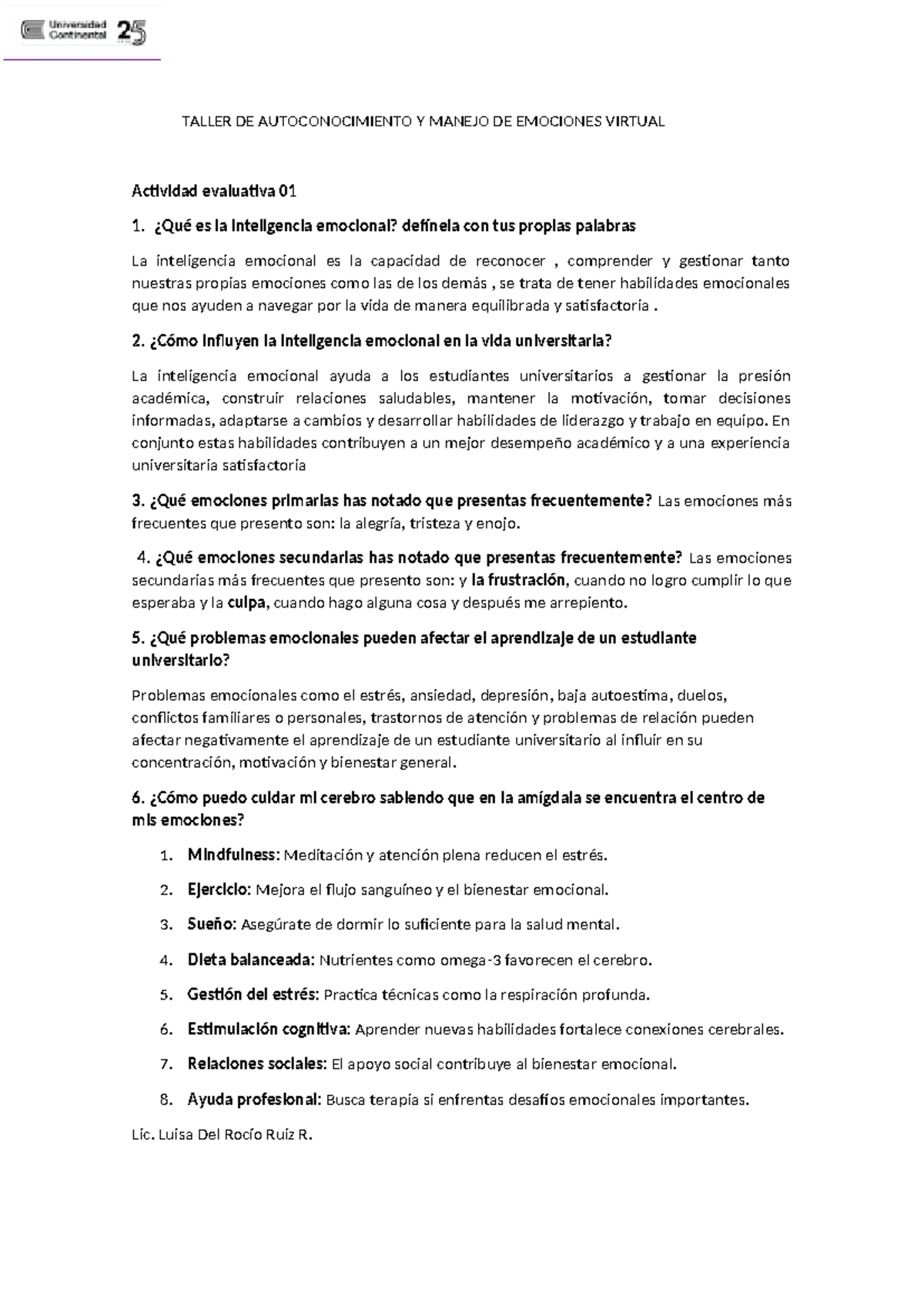 Taller DE Autoconocimiento Y Manejo DE Emociones Virtual - TALLER DE ...
