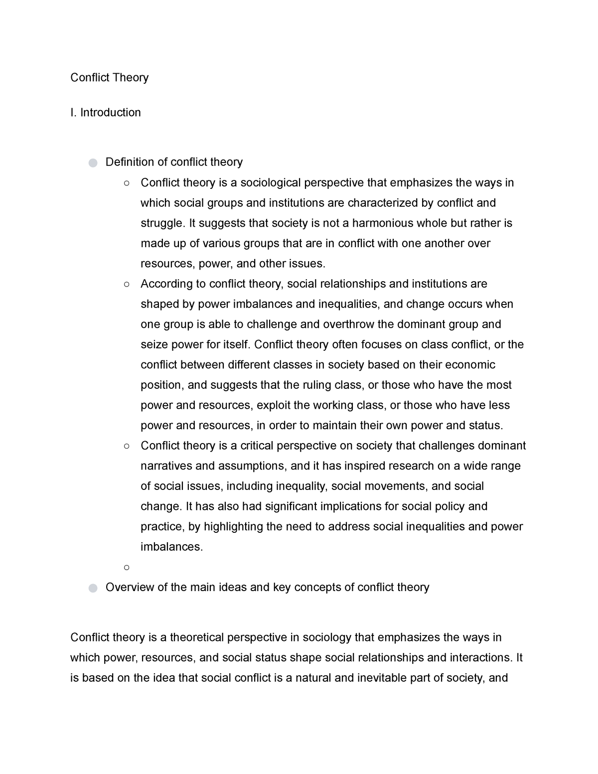 conflict theory introduction essay