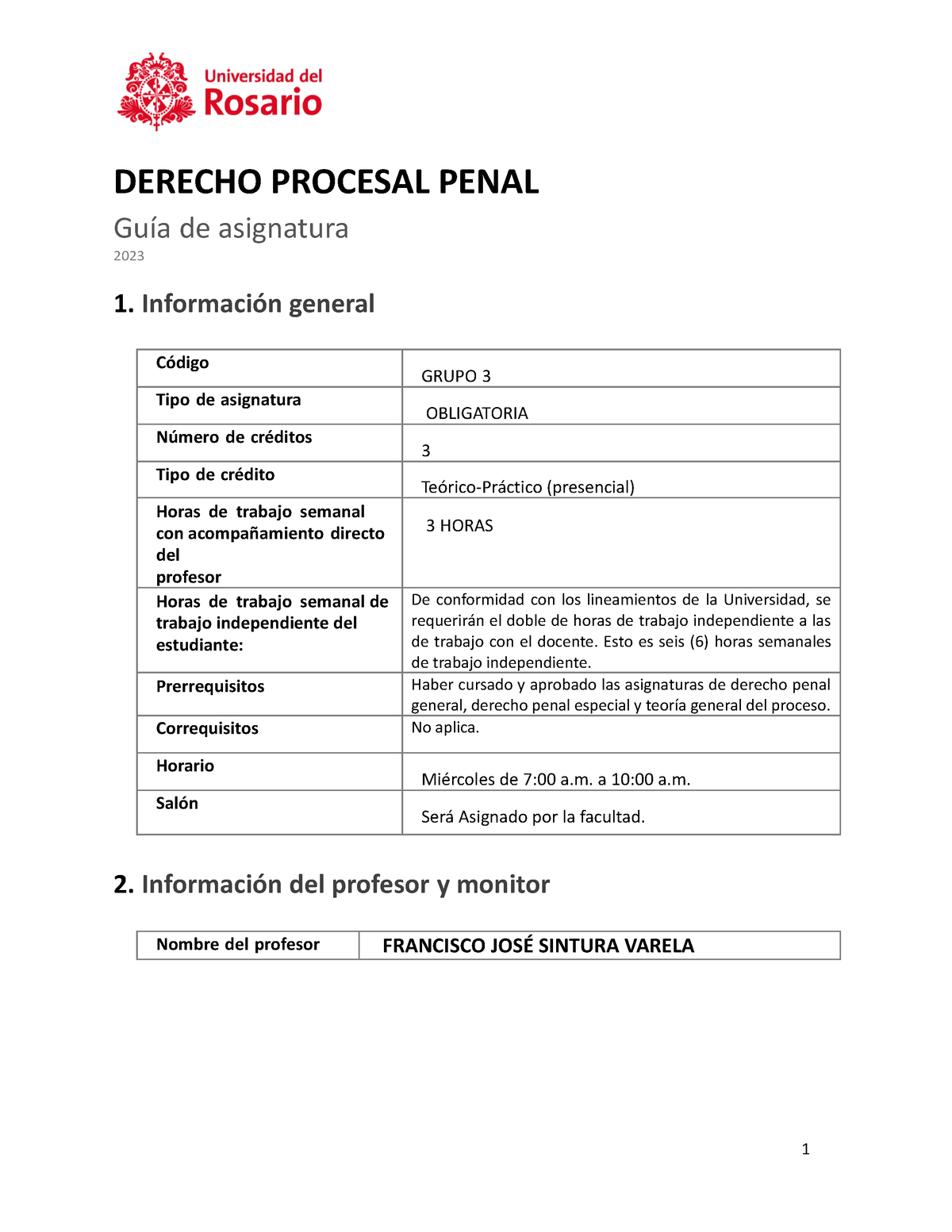 Guía De Asignatura Derecho Procesal Penal 2023 - DERECHO PROCESAL PENAL ...