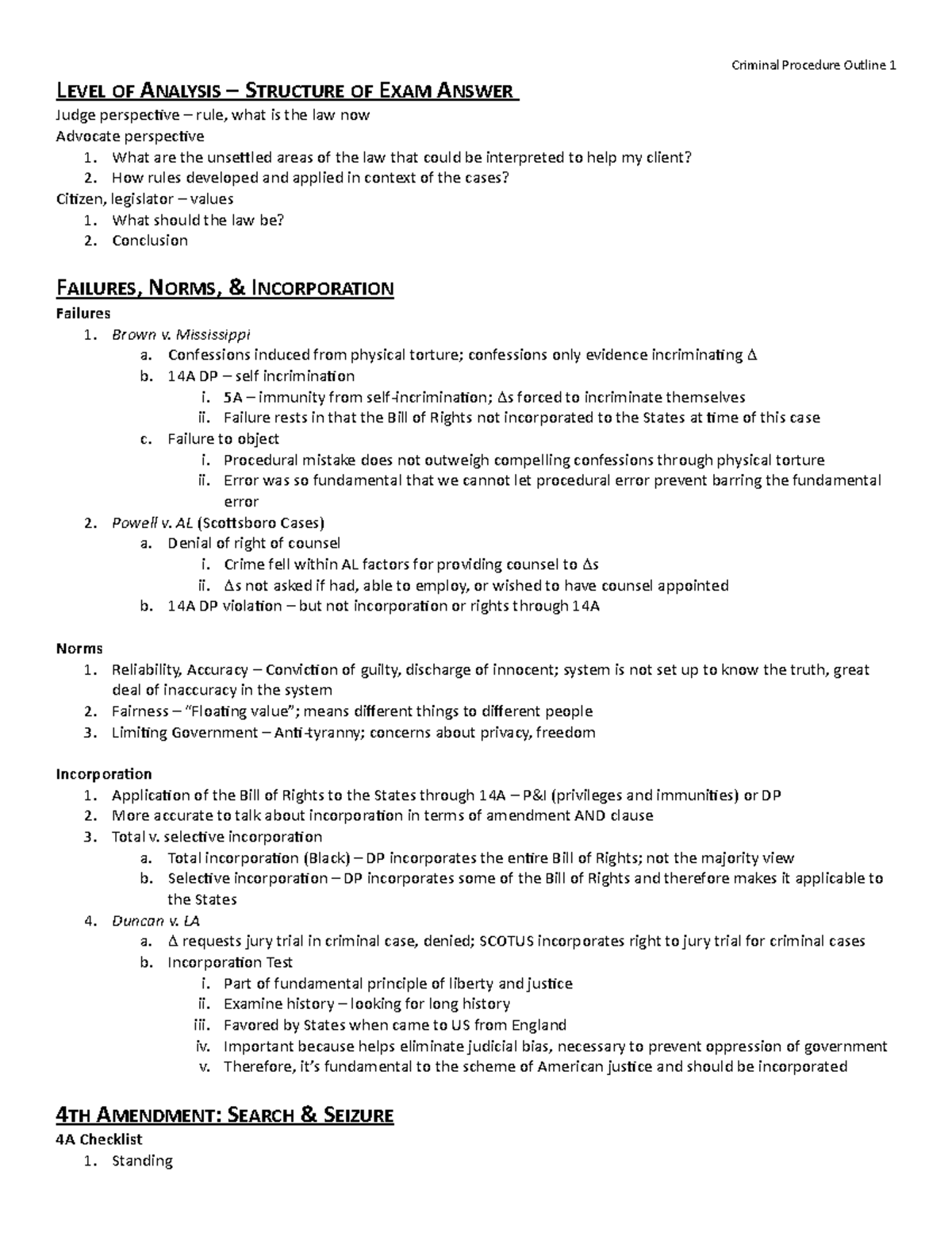 Crim Pro Outline 1 Kuo LEVEL OF ANALYSIS STRUCTURE OF EXAM ANSWER   Thumb 1200 1553 