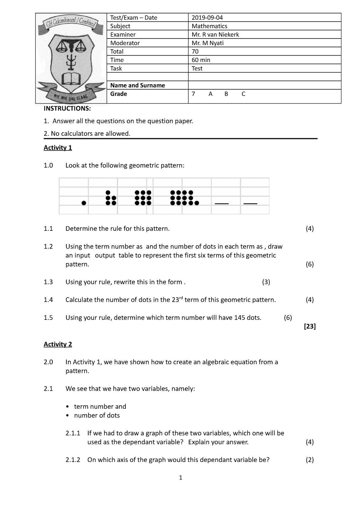 maths assignment grade 7 term 3