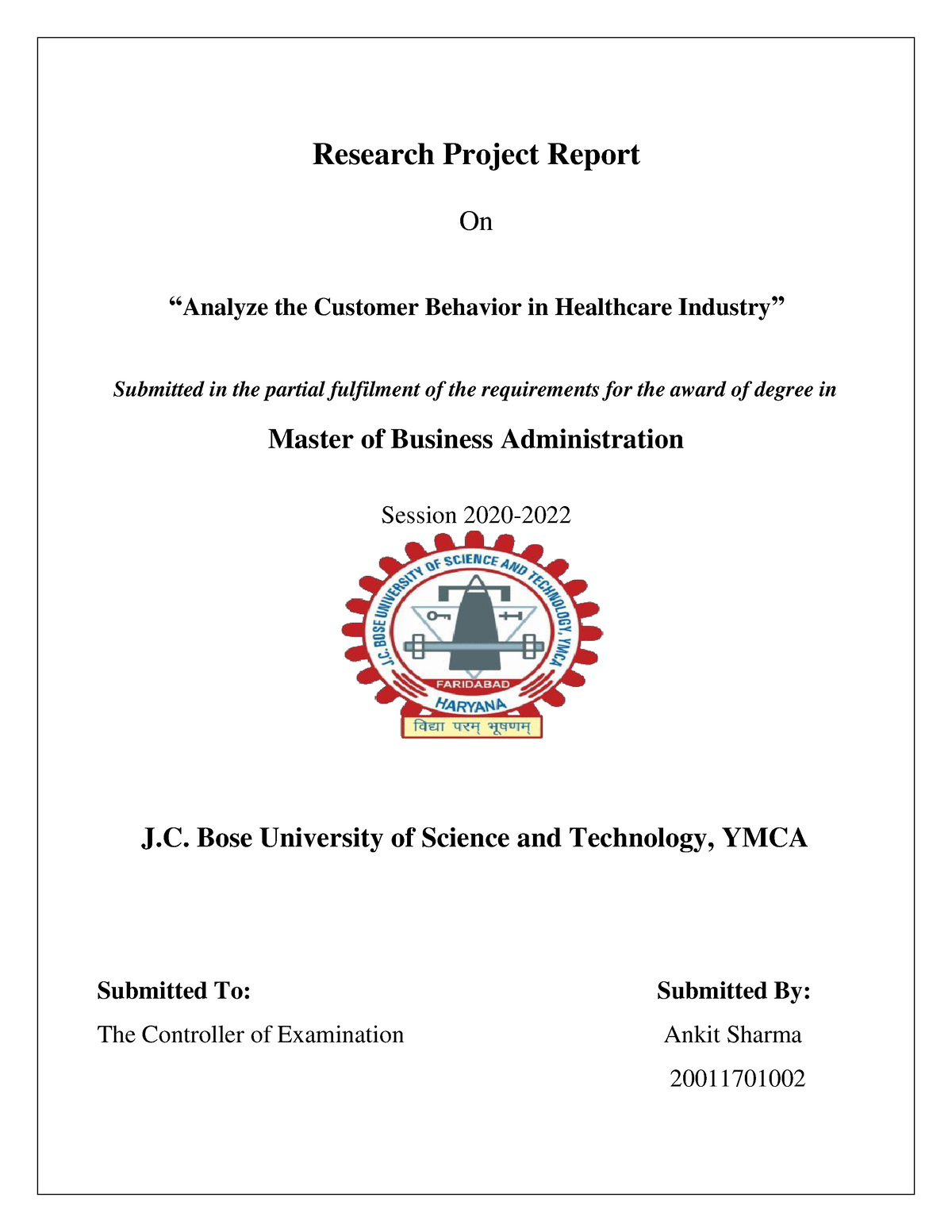 research report mba 4th sem