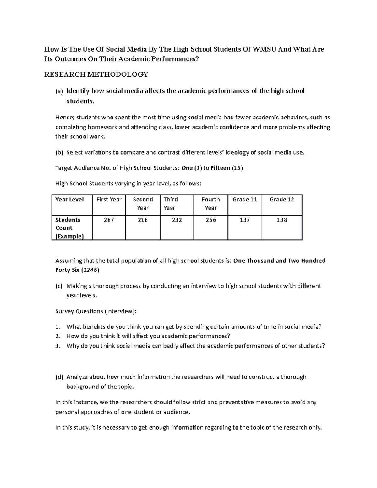 Methodology - How Is The Use Of Social Media By The High School ...