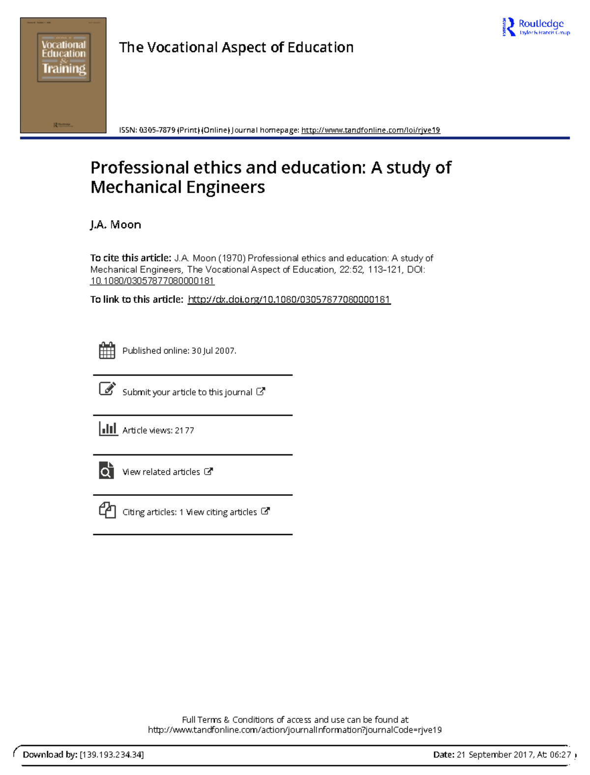 Professional Ethics And Education A Study Of Mechanical Engineers ...