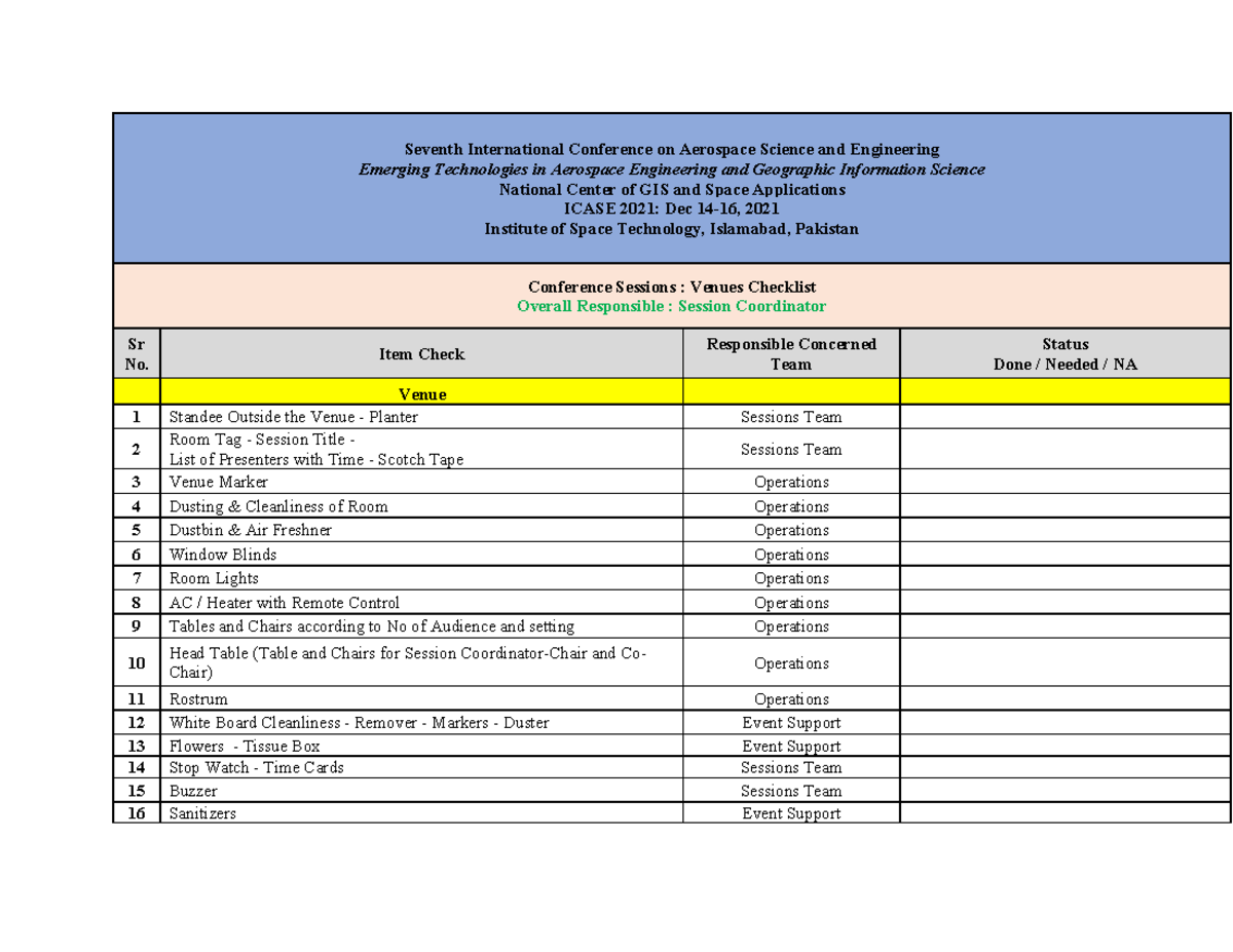 Checklist of the centrury - Seventh International Conference on ...