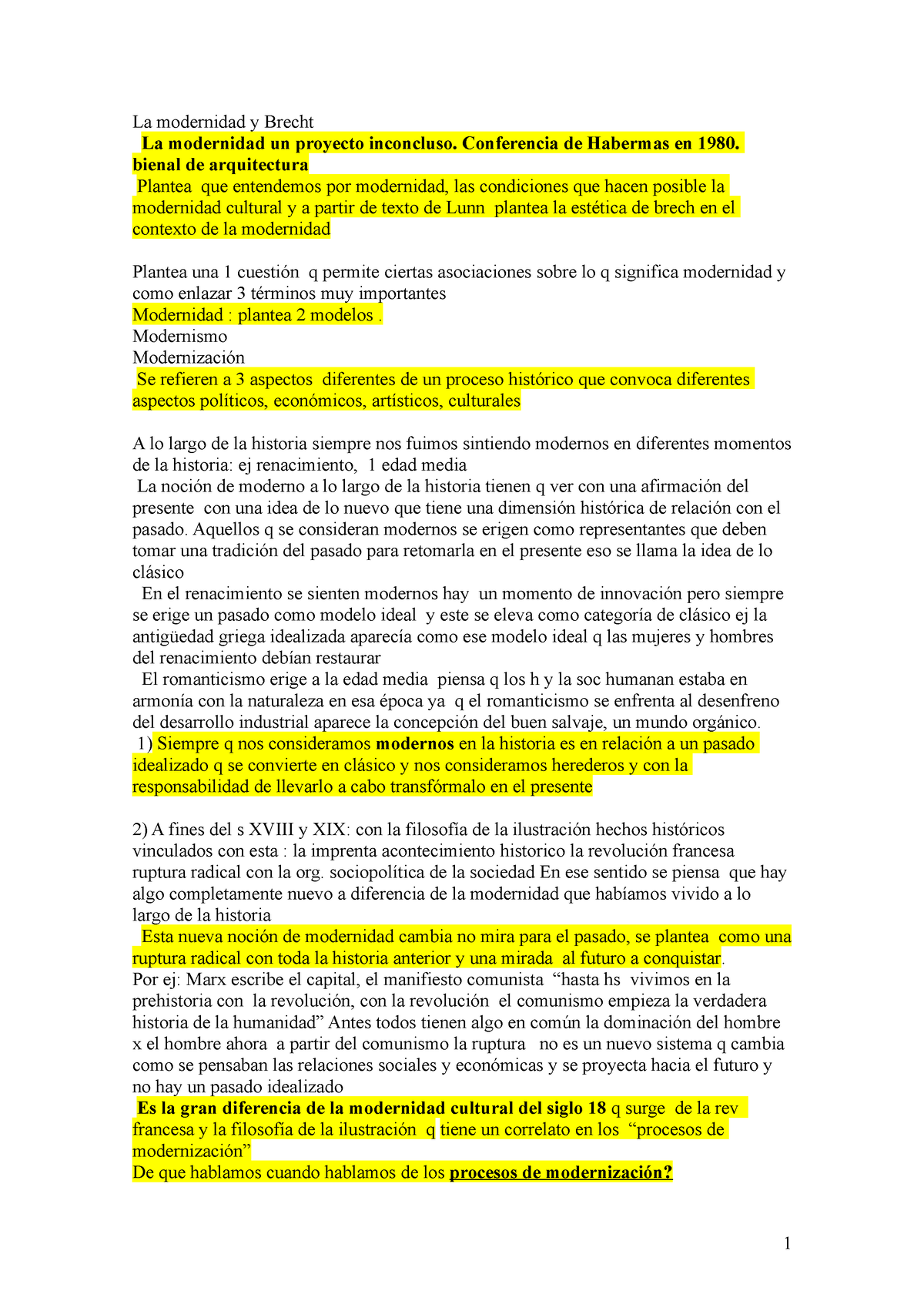 1. La Modernidad Y Brech - La Modernidad Y Brecht La Modernidad Un ...