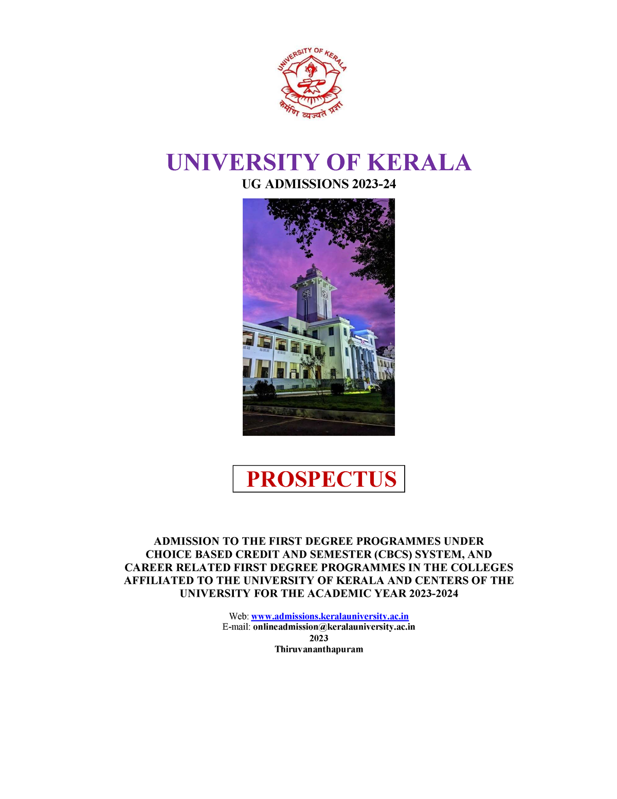 Ugprospectus 2023 - Subject Malayalam - PROSPECTUS UNIVERSITY OF KERALA ...