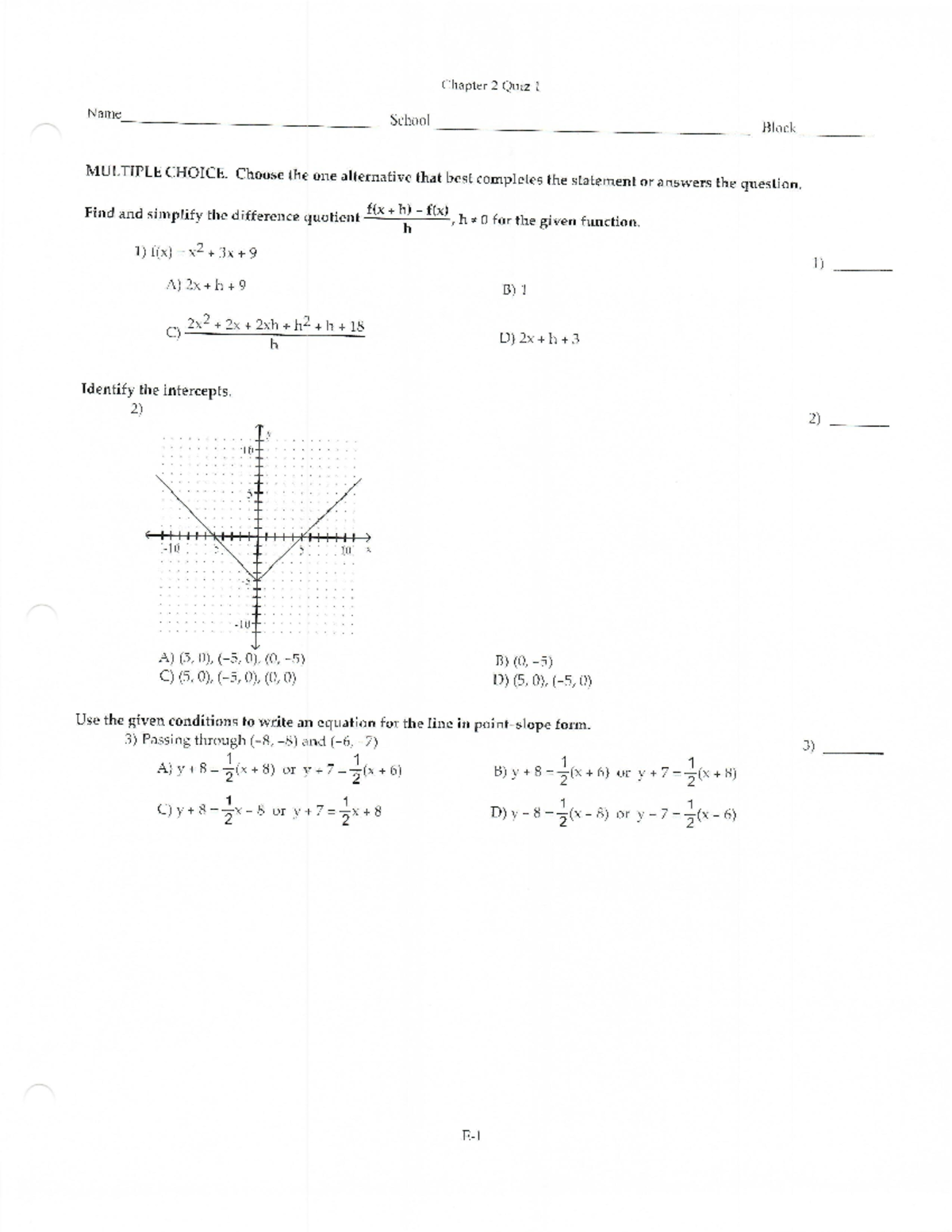 Practice Quiz with Harrell's Help - Math 121 - Studocu