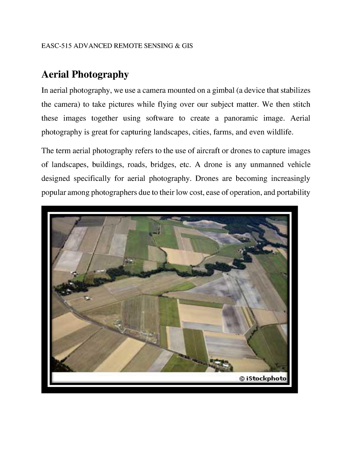 assignment on aerial photo