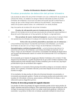 Exámenes de laboratorio durante el embarazo hot sale