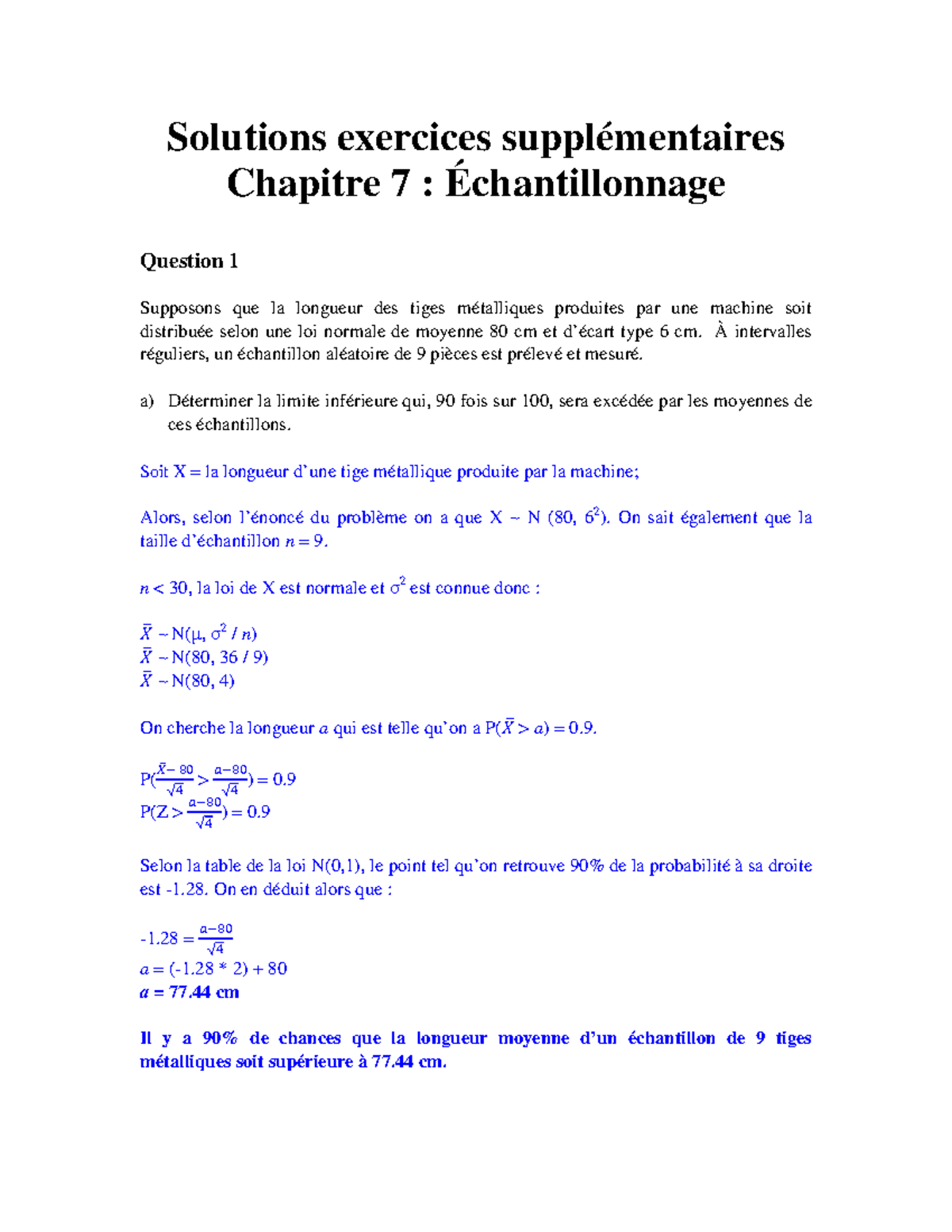 Solutions échantillionage - Solutions exercices supplémentaires ...