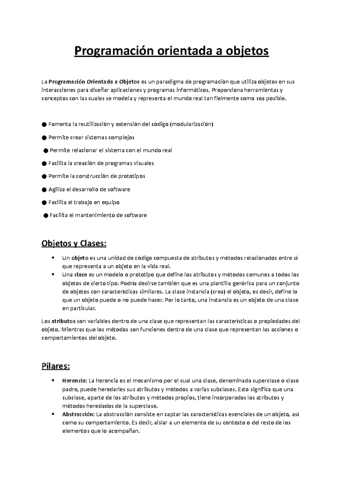 JAVA - Java Resumen - Programación orientada a objetos La Programación ...