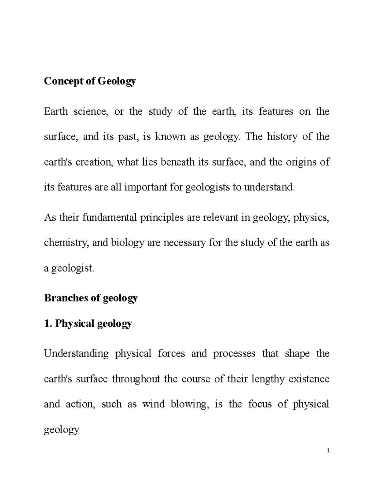 Concept of Geology practice materials Concept of Geology Earth