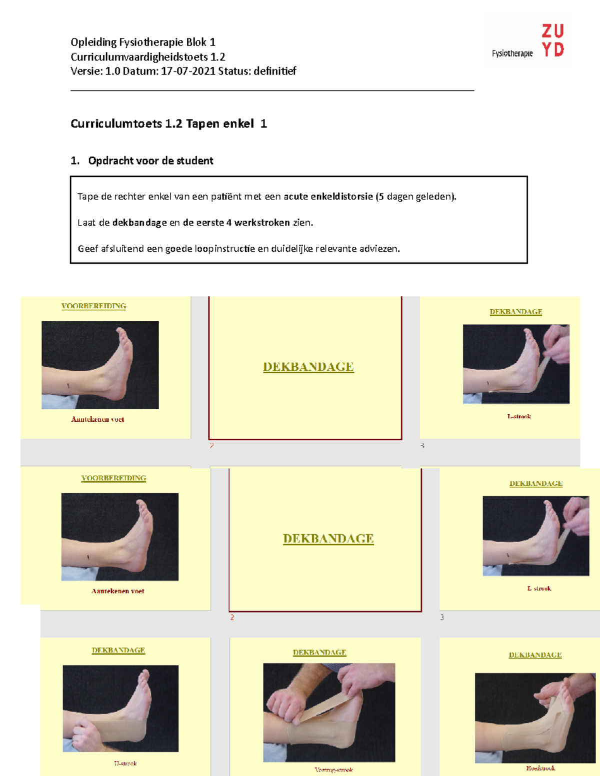 1.2 Tapen Enkel Blok 1 - Opleiding Fysiotherapie Blok 1 ...