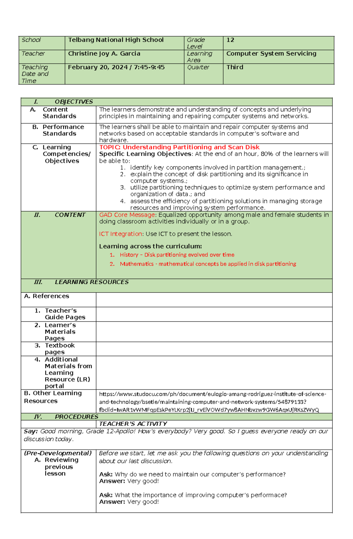 Understanding Partitions & Scan Disk - School Telbang National High ...