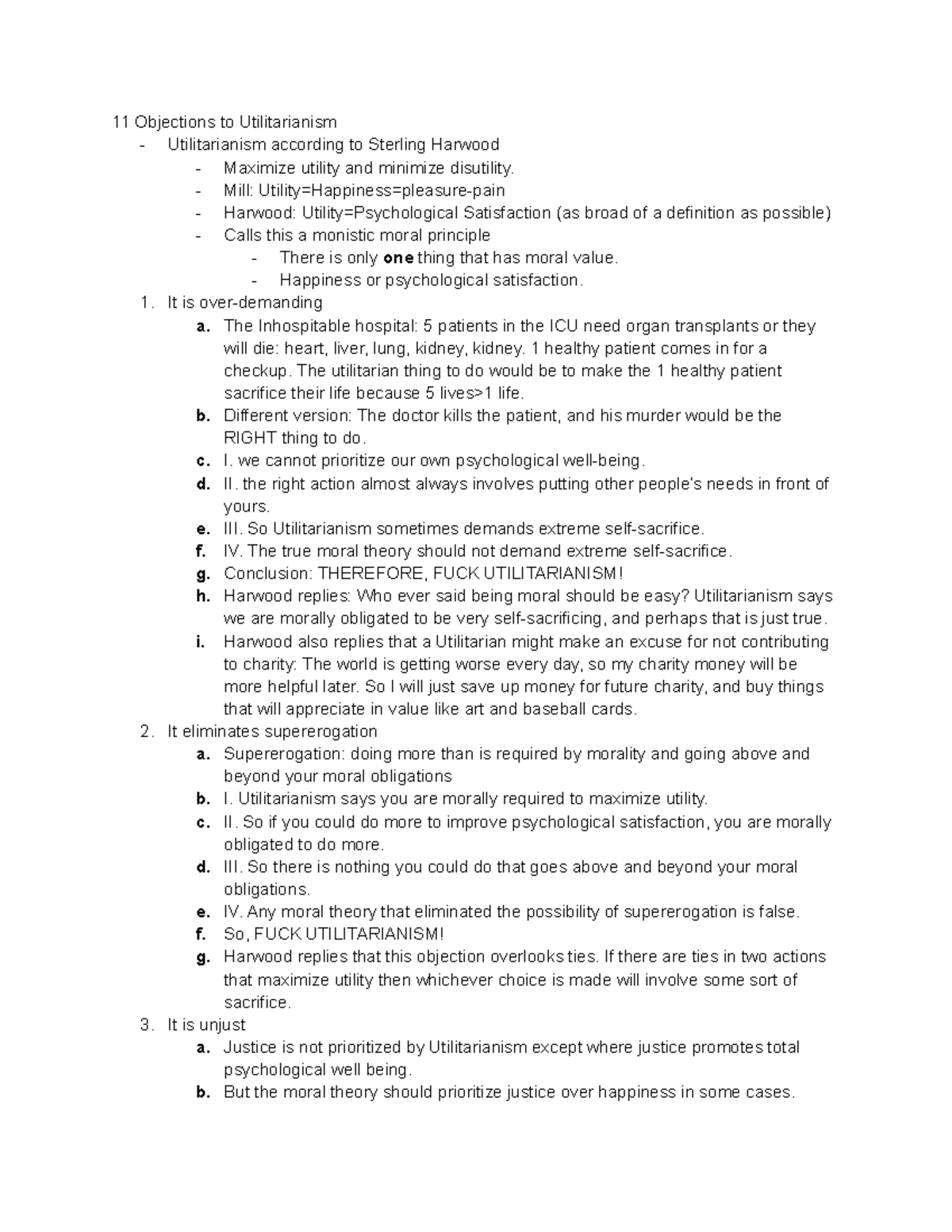 11 Objections to Utilitarisnism - 11 Objections to Utilitarianism ...