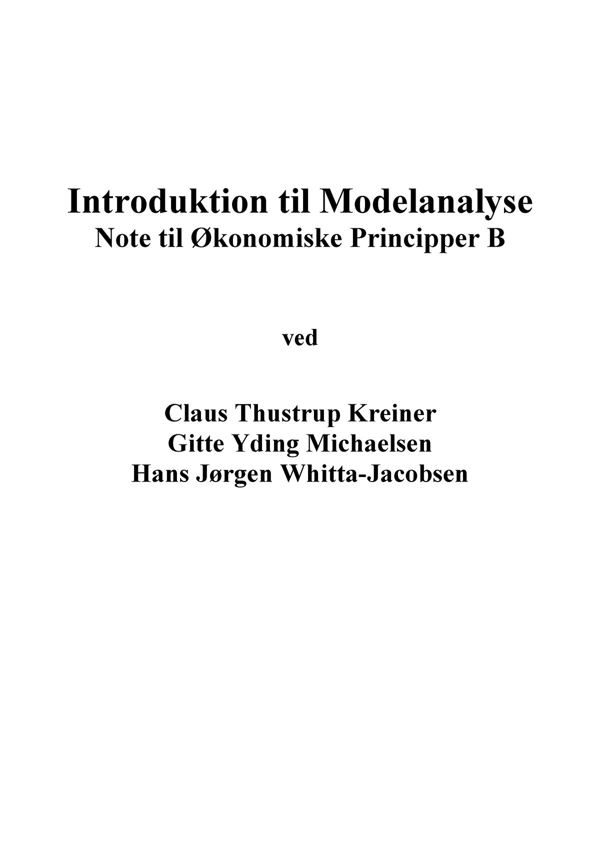 Modelanalysenote Absalon - Introduktion Til Modelanalyse Note Til ...