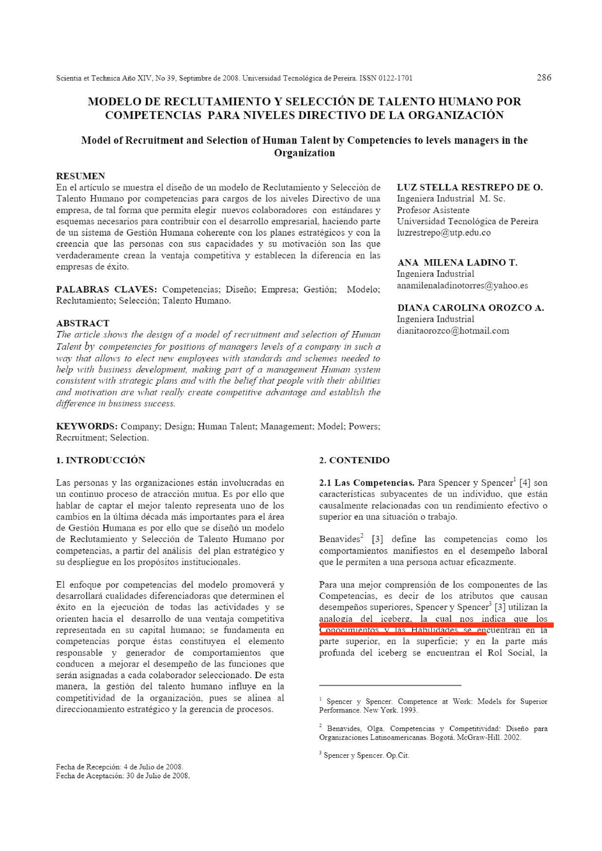 Modelo DE Reclutamiento Y Selección DEL Talento Humano POR Competencias  PARA Niveles Directivos DE - Studocu