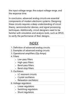 Advance Analog Circuits - ADVANCE ANALOG CIRCUITS Advanced analog ...