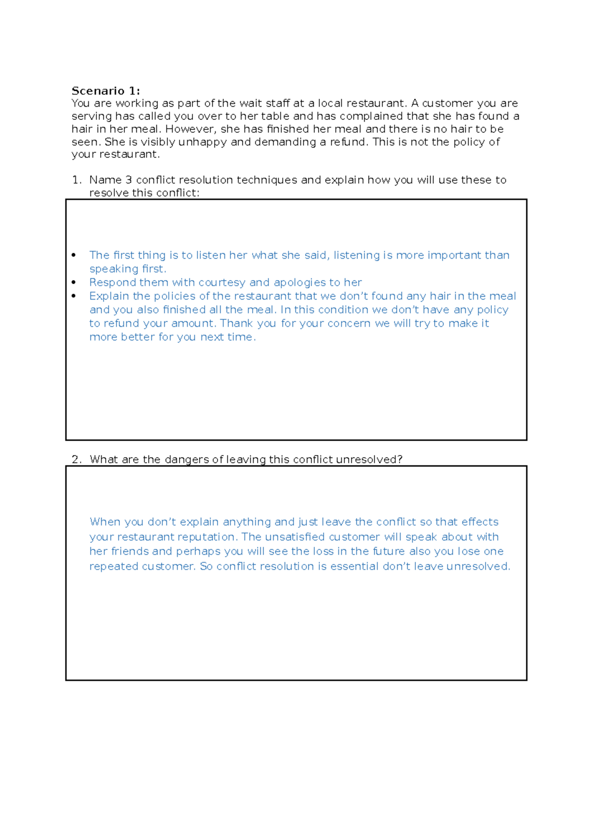 Sitxcom 005 Manage Conflict - Scenario 1: You Are Working As Part Of ...