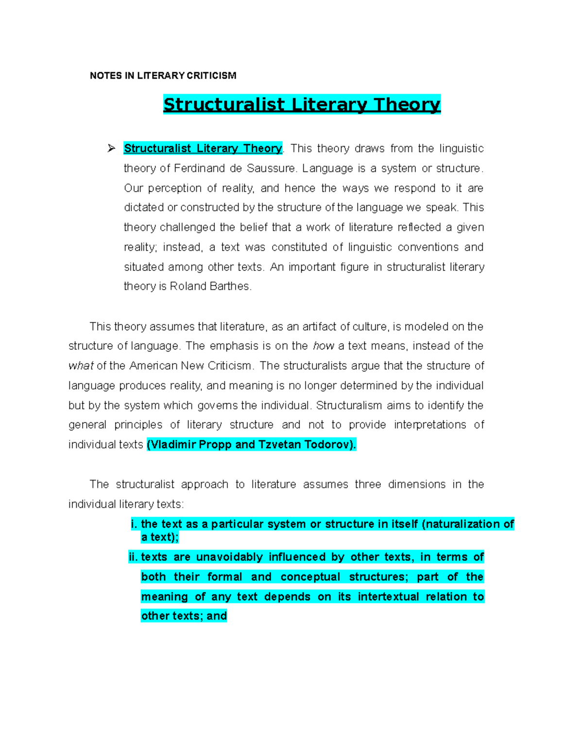 Structuralist Literary Theory This Theory Draws From The Linguistic 