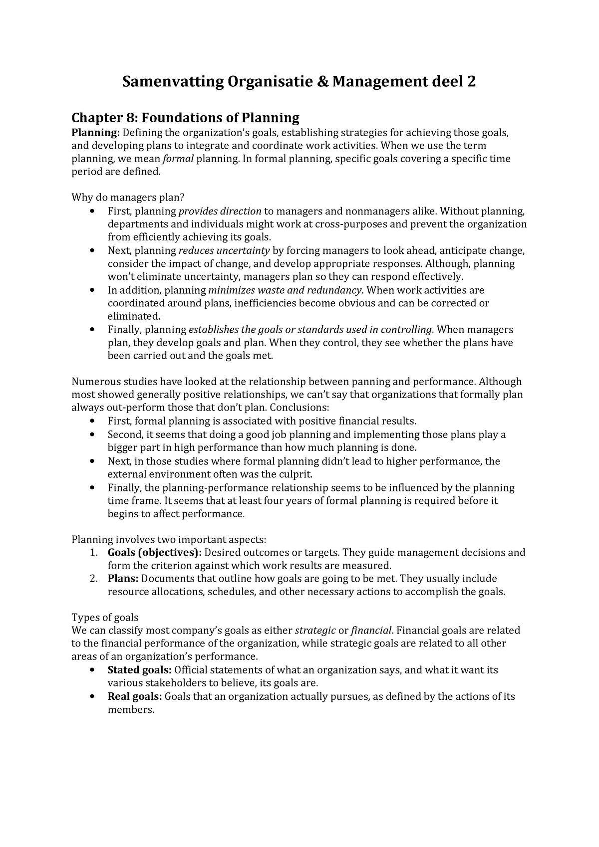 Summary Organization and Management: book 