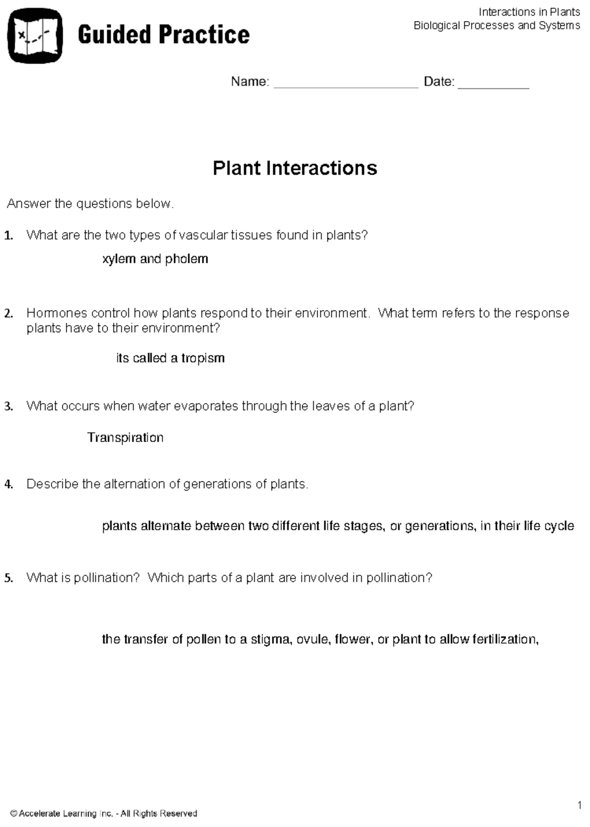 homework plant systems interactions