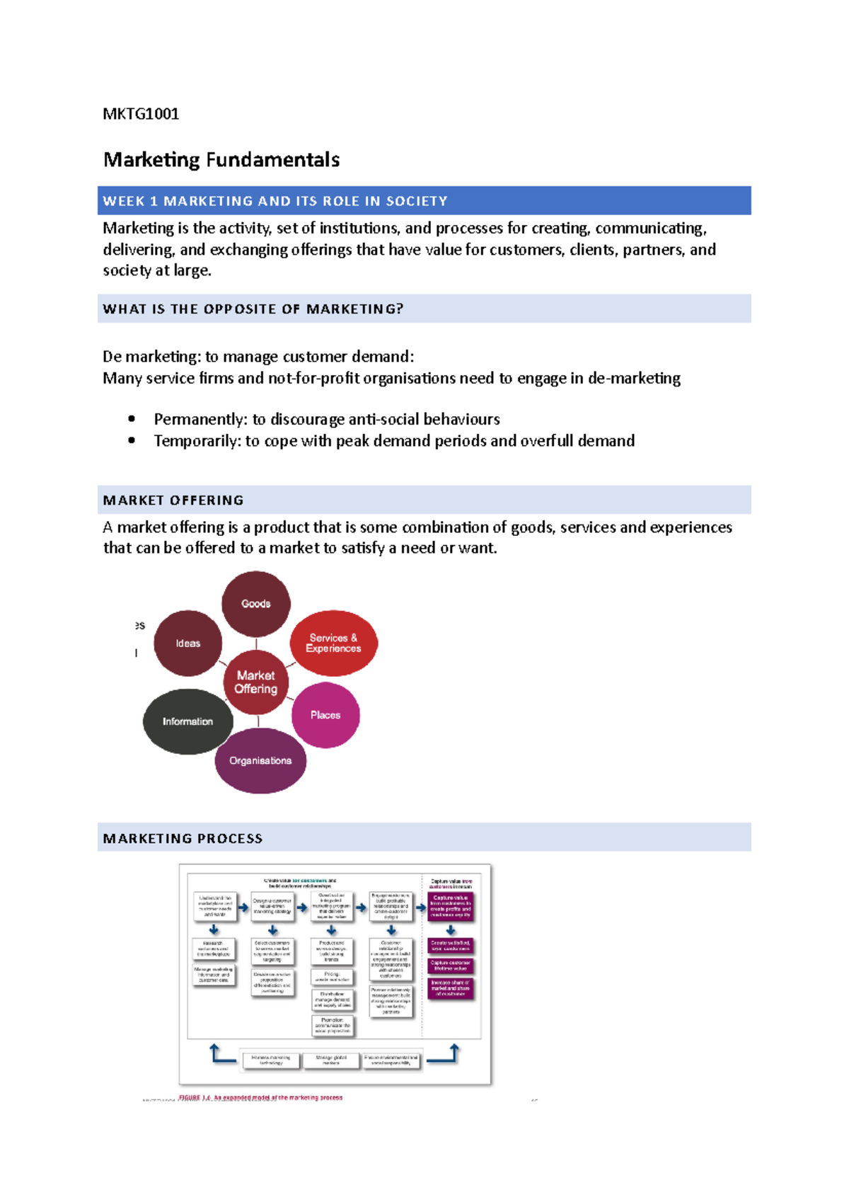 MKTG1001 - MKTG Marketing Fundamentals WEEK 1 MARKETING AND ITS ROLE IN ...