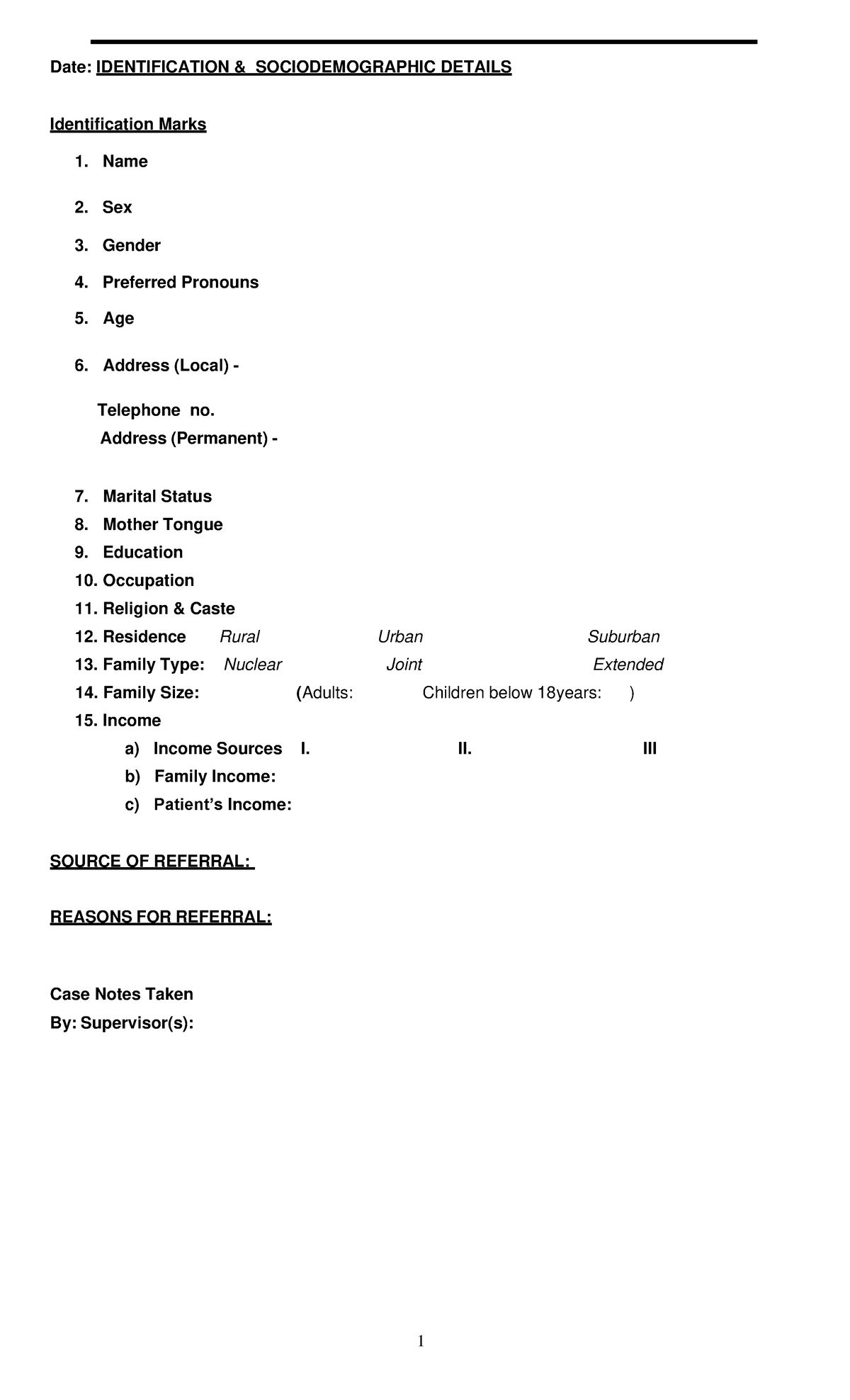 CH & MSE Report - Date: IDENTIFICATION & SOCIODEMOGRAPHIC DETAILS ...