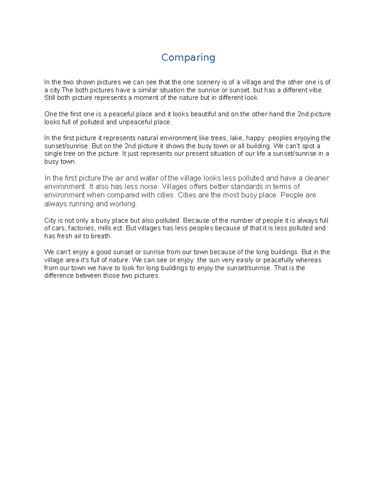 Comparing - Comparing In the two shown pictures we can see that the one ...