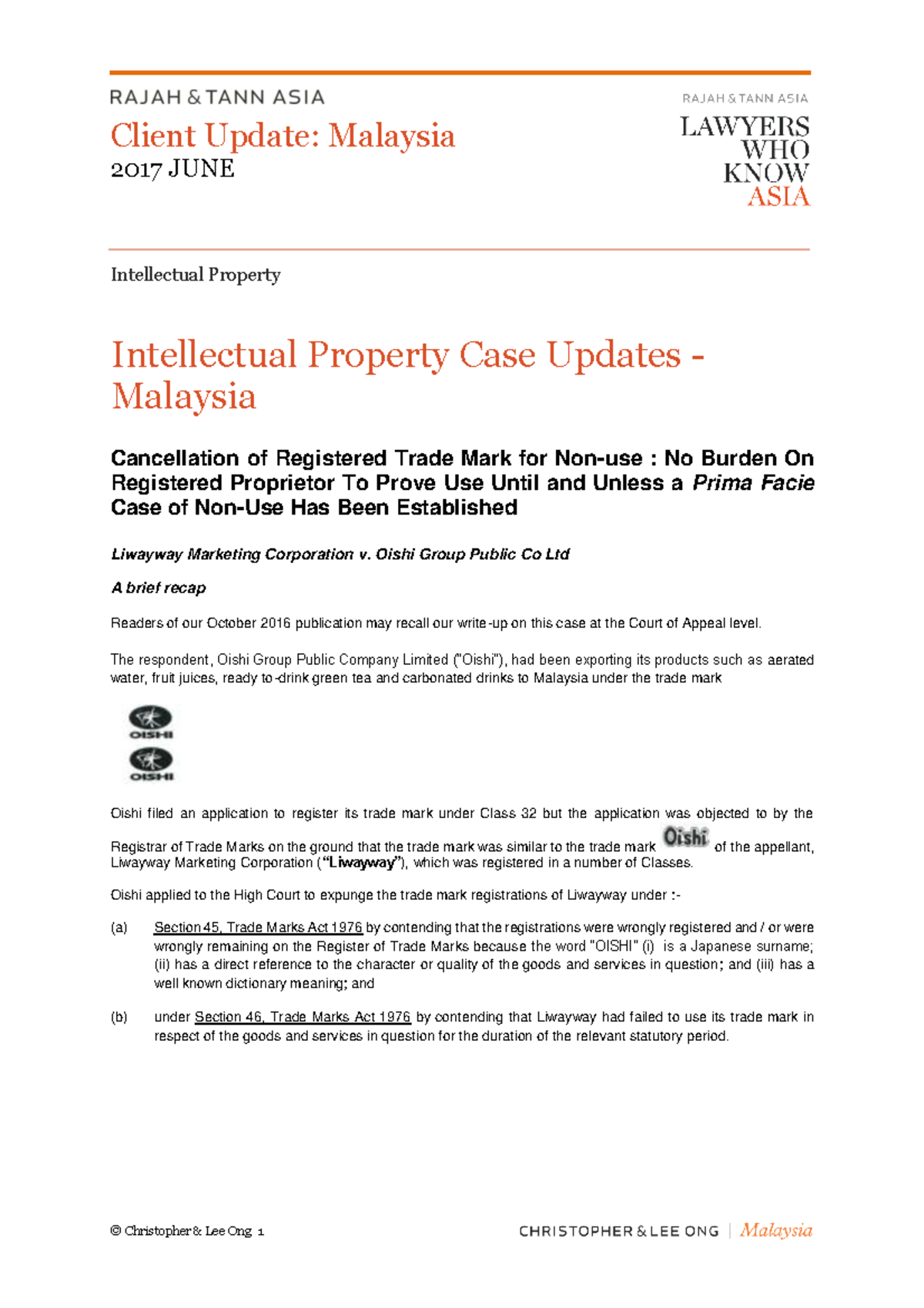 CASE Study - TASK - question - 2017 JUNE Intellectual Property ...