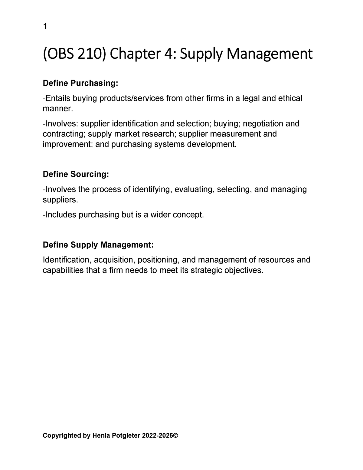 Chapter 4 Supply Management Pdf - (OBS 210 ) Chapter 4 : Supply ...