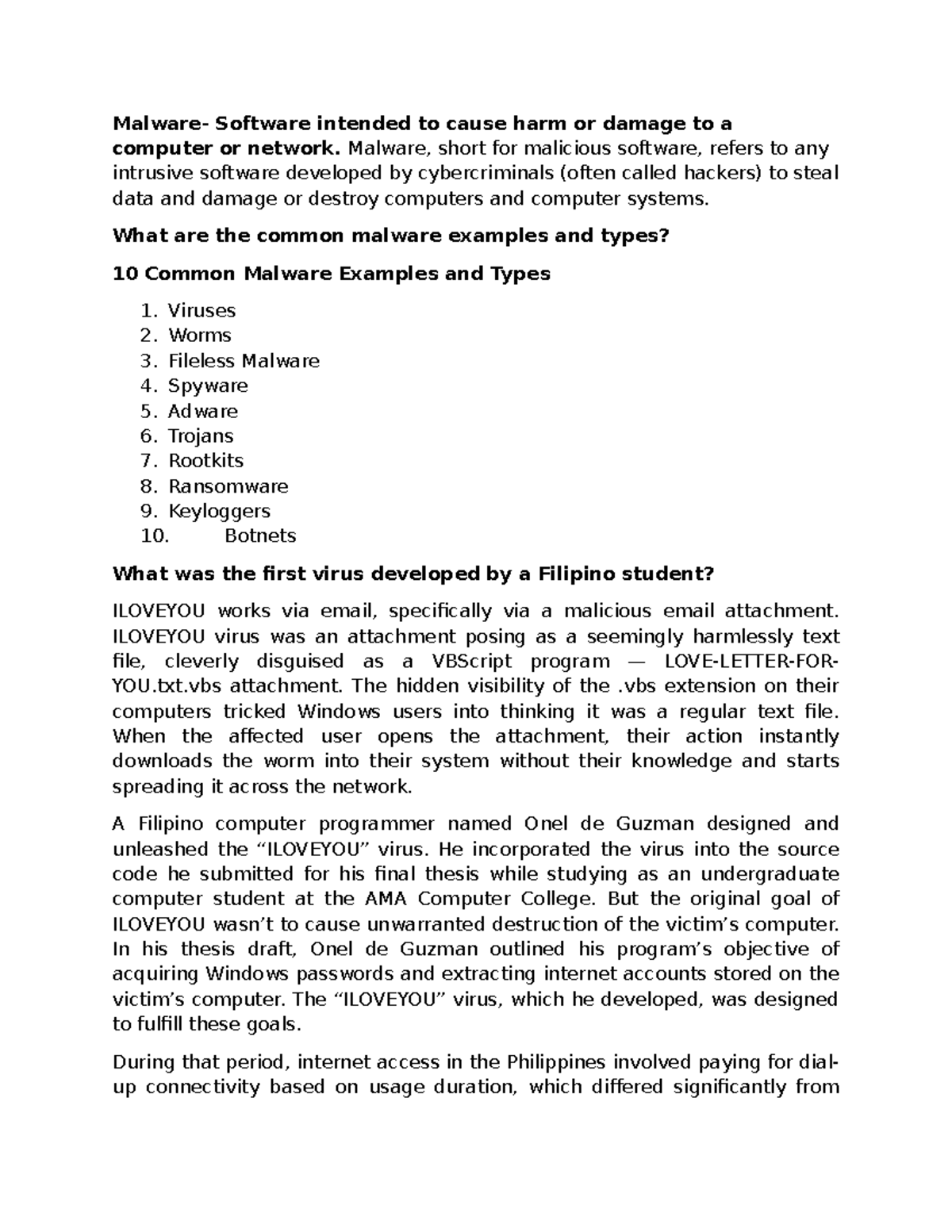 Malware - Malware, short for malicious software, refers to any ...