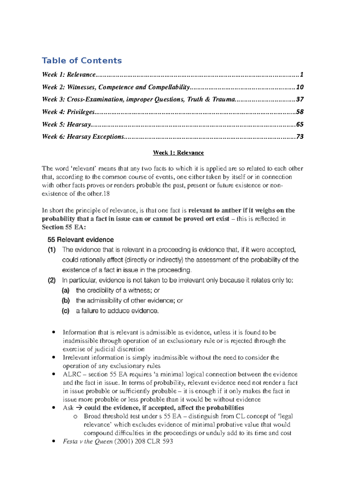 Whole Course Notes - Table of Contents Week 1: - Studocu