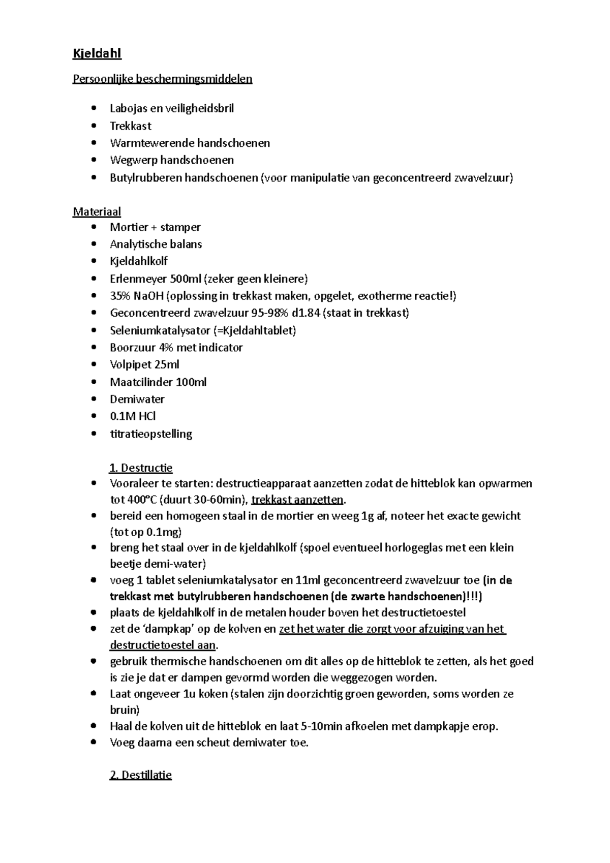 uitleg over protocol kjeldahl analyse Kjeldahl Persoonlijke beschermingsmiddelen Labojas en