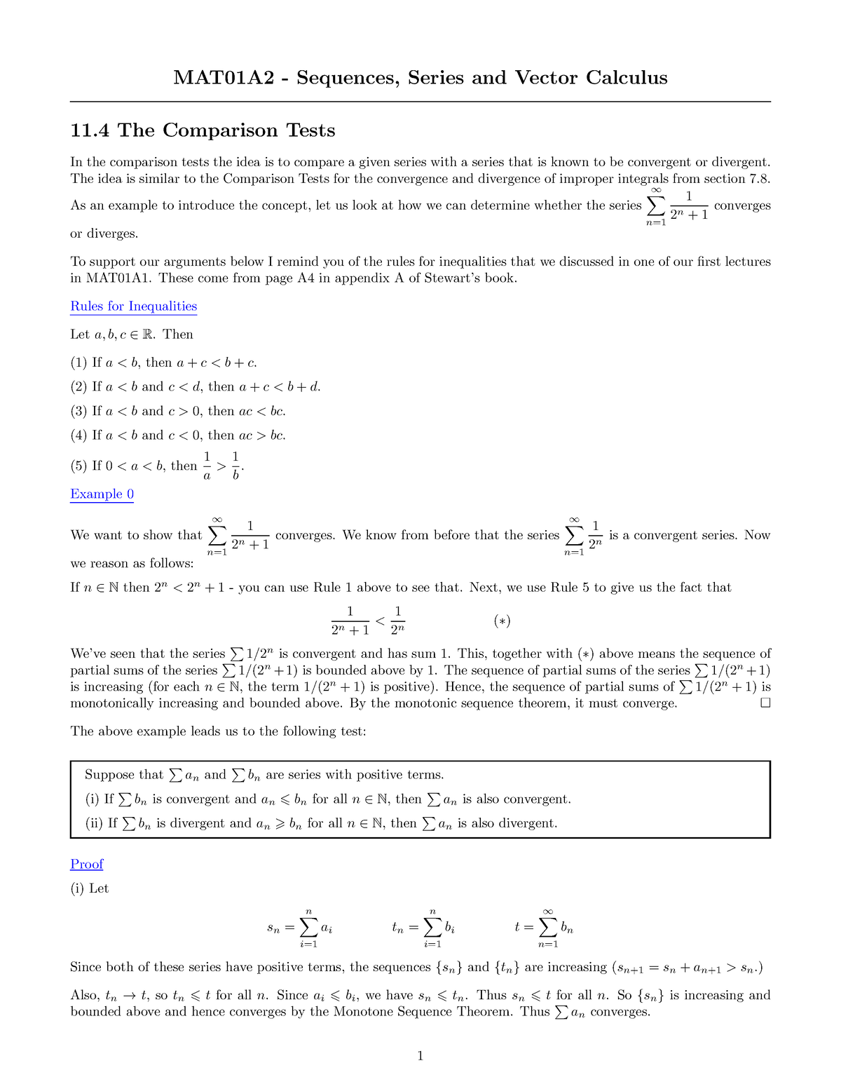 MAT01A2Section 11 - Sequences, Series And Vector Calculus From BSc ...