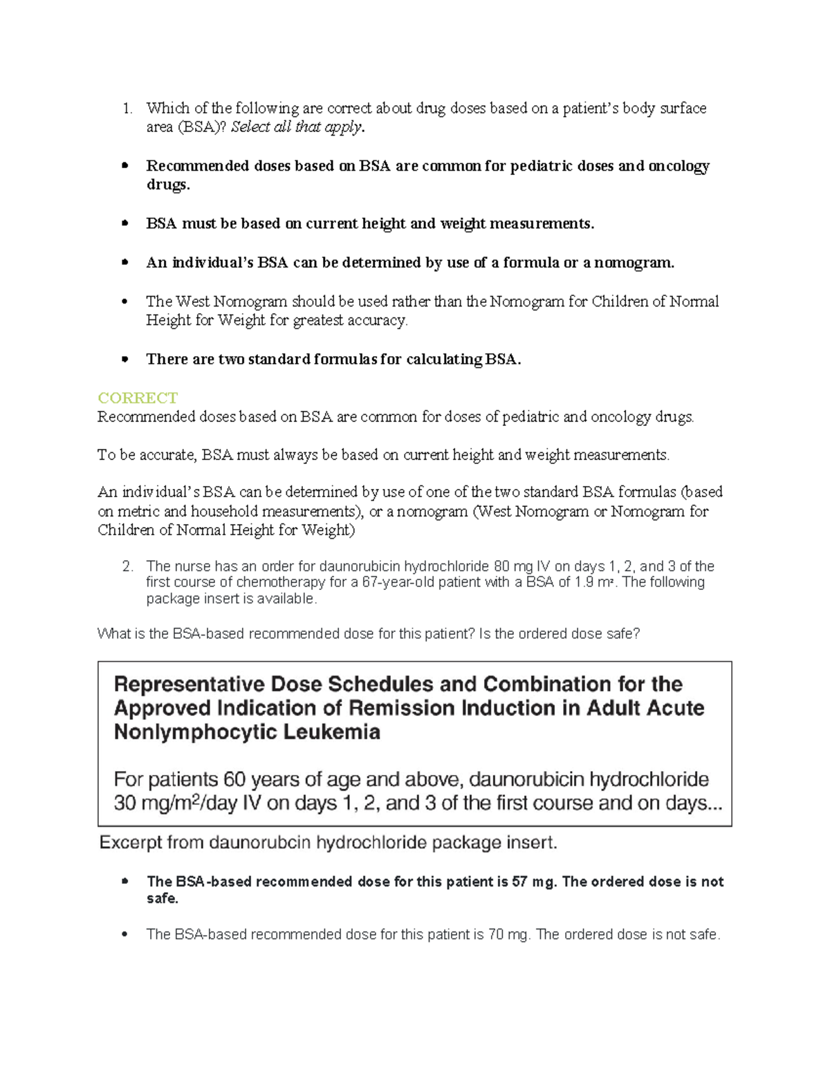 Dosage practice level 5 - 1. Which of the following are correct about ...