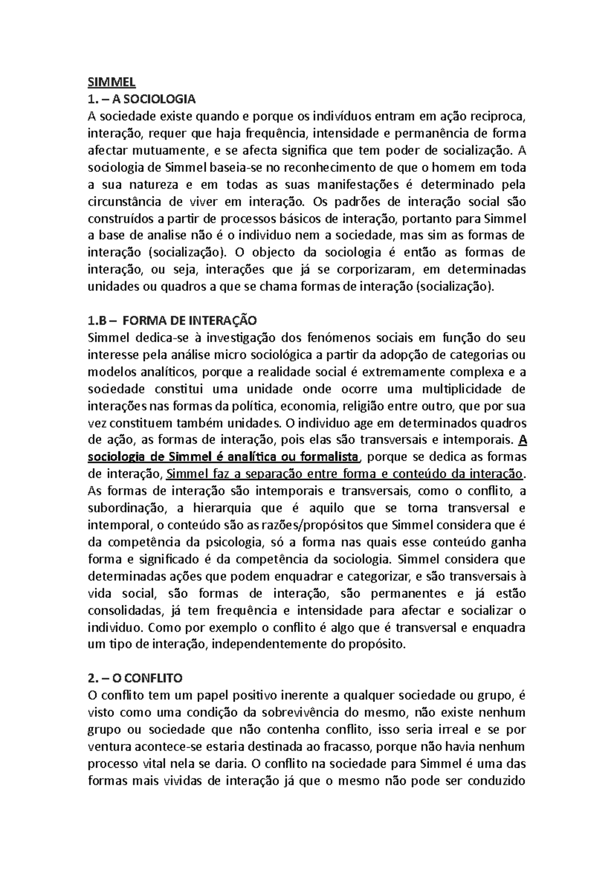 Simmel - SIMMEL 1. – A SOCIOLOGIA A sociedade existe quando e porque os ...