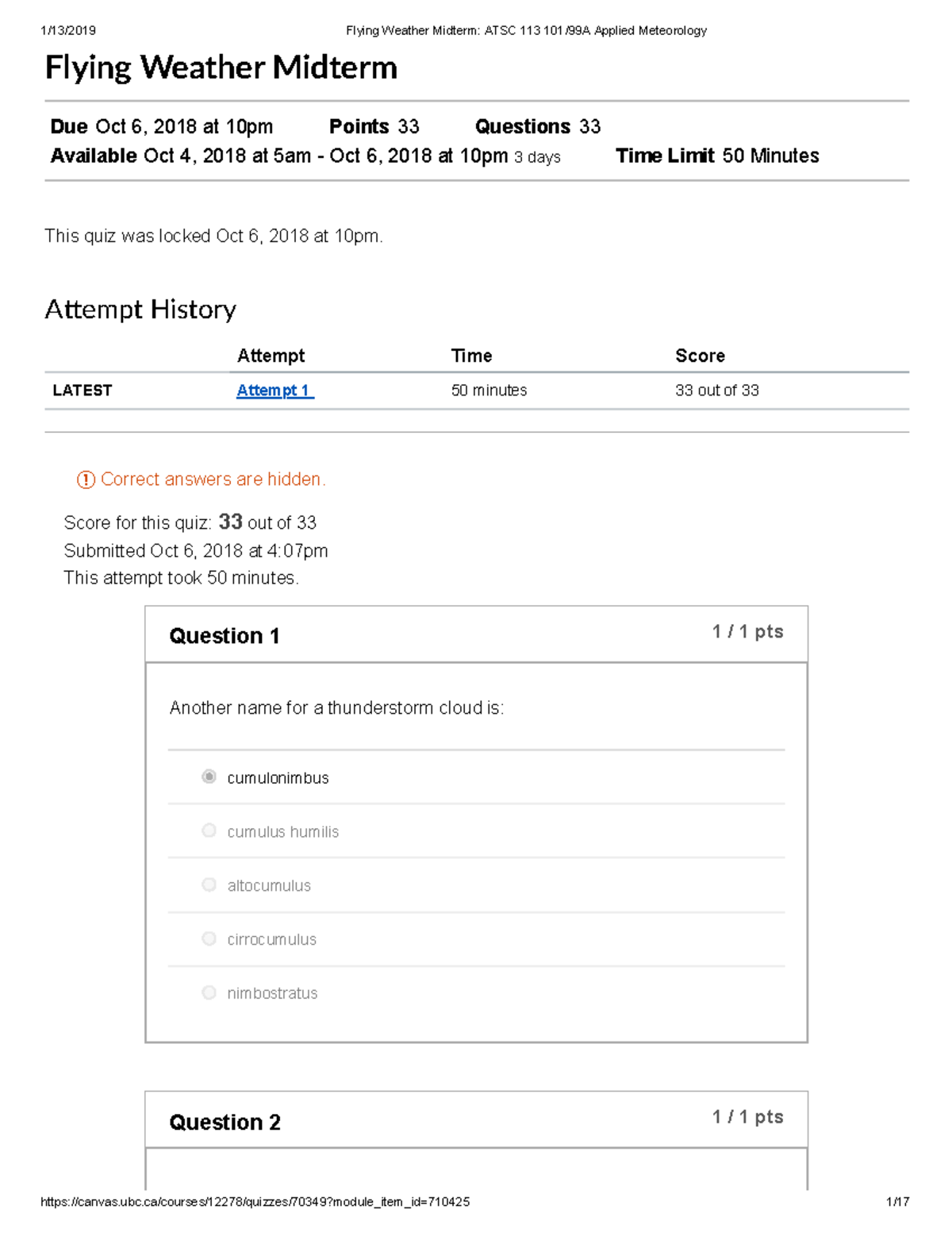 Copy of Flying Weather Midterm ATSC 113 101 99A Applied Meteorology ...
