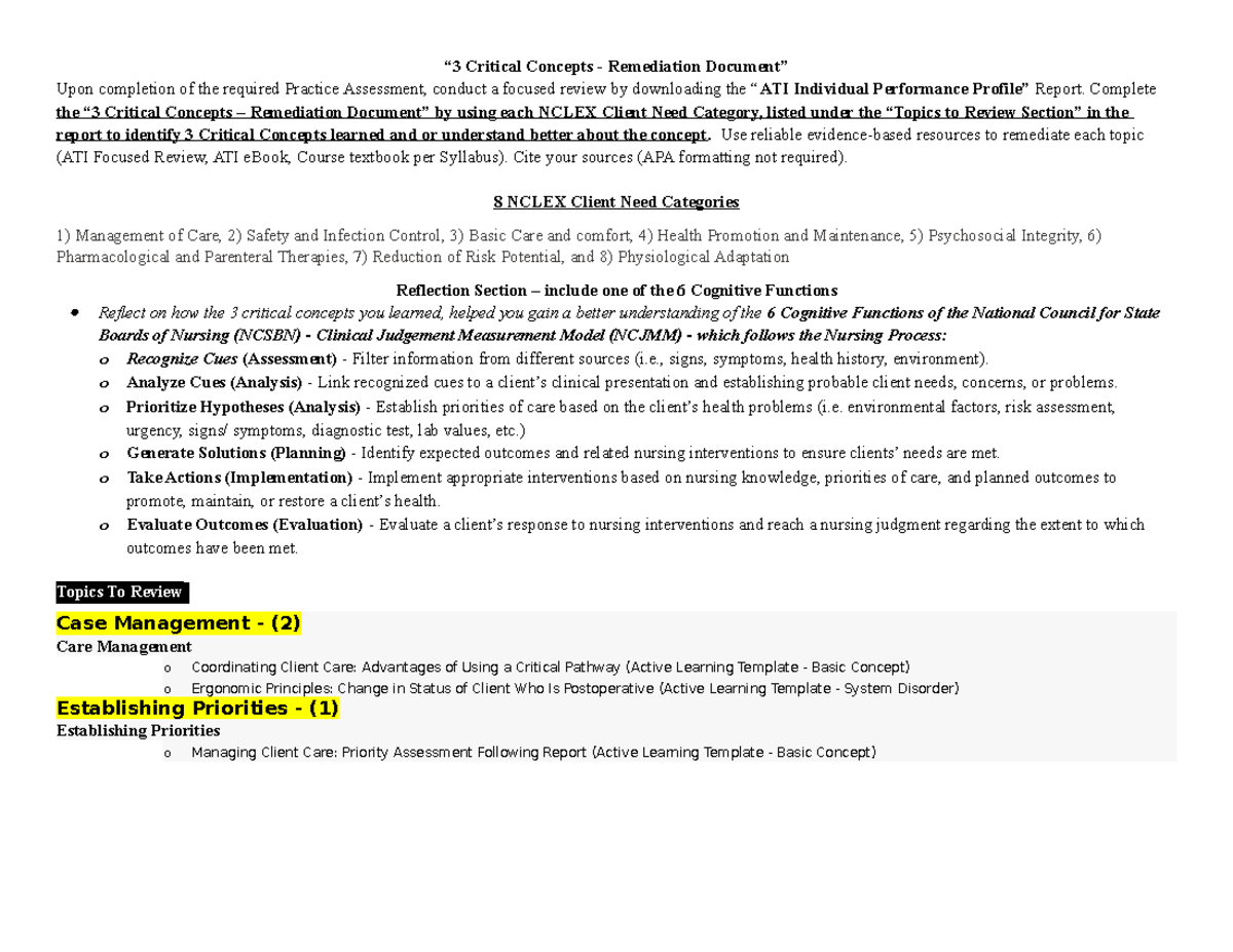 3 Critical Concepts - Remediation Practice B - “3 Critical Concepts ...