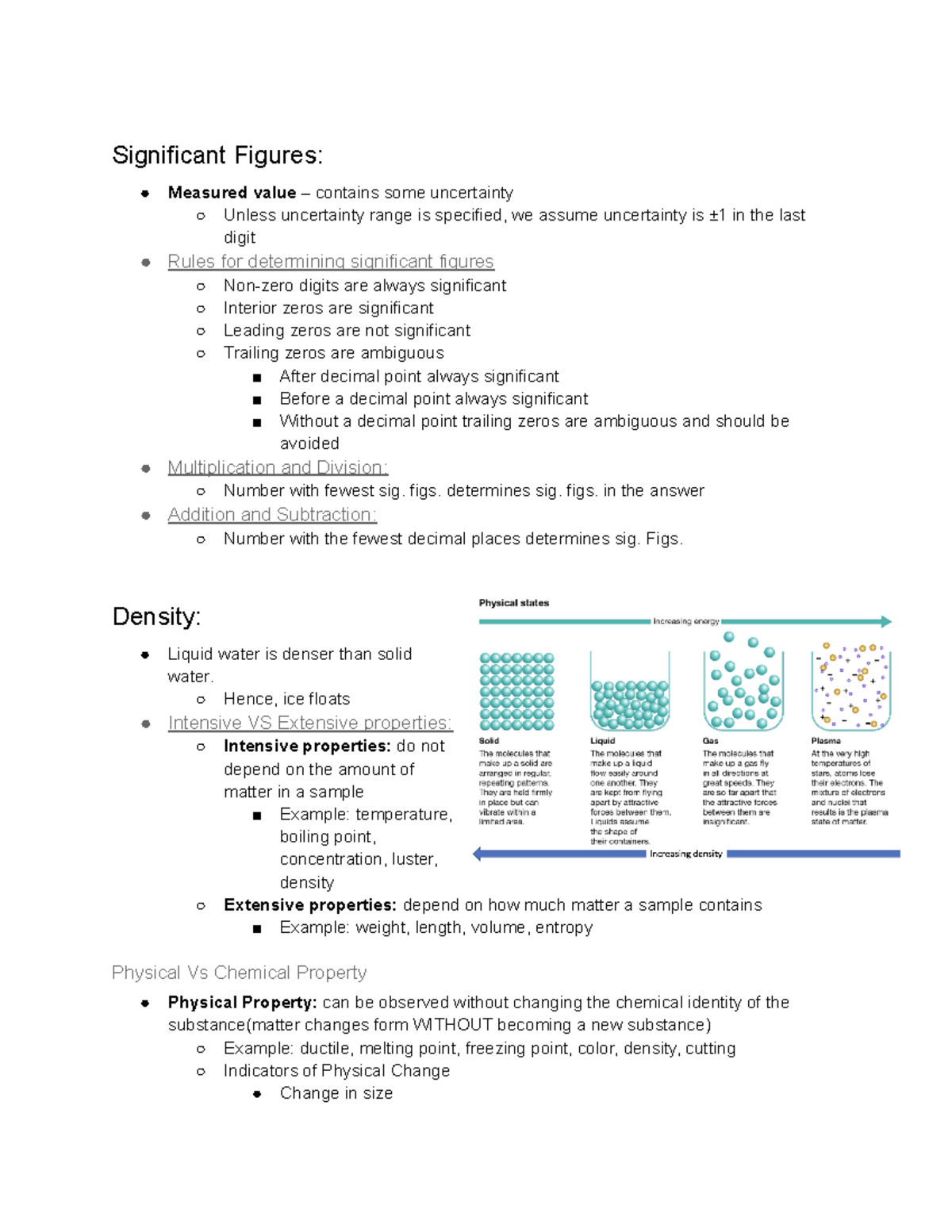 Chemistry Study Guide - Significant Figures: Measured value – contains ...