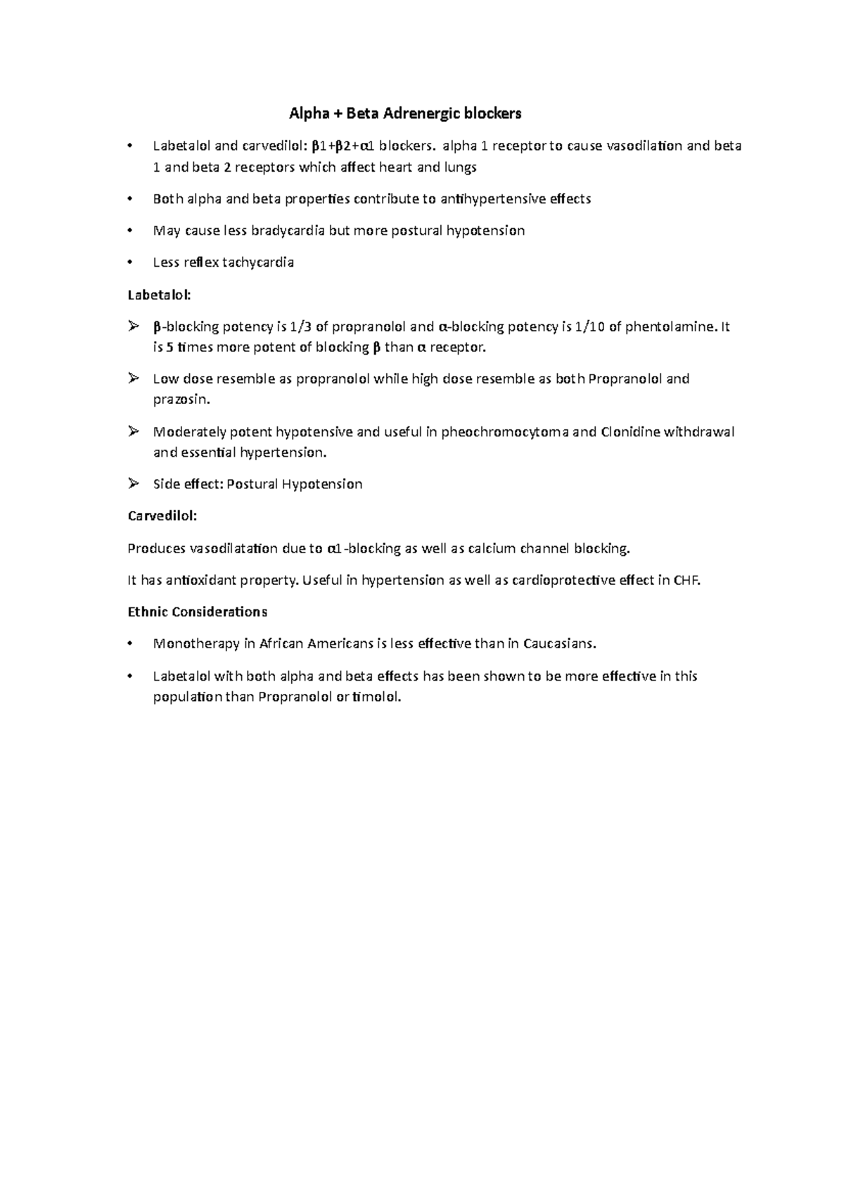 Alpha + Beta Adrenergic blockers - Alpha + Beta Adrenergic blockers ...