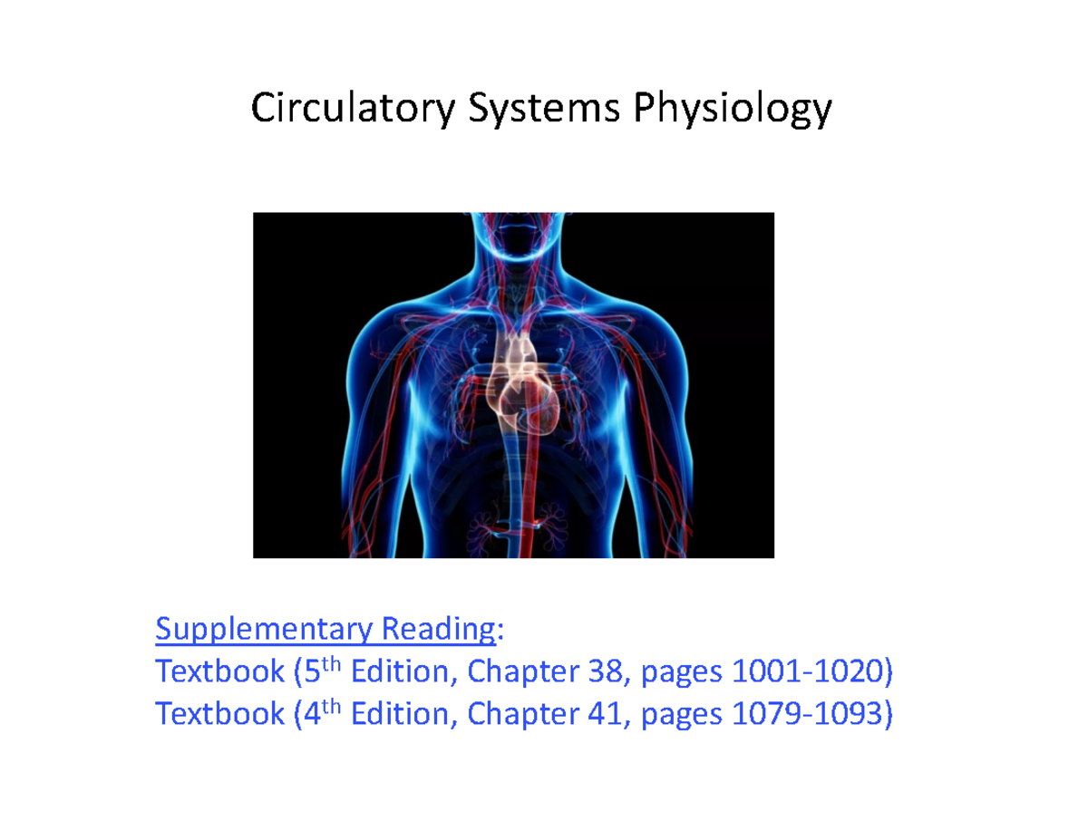 Circulatory Systems Physiology (Lecture 5-7 Slides) - Circulatory ...