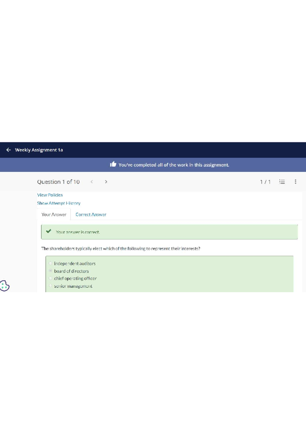Acct 621 Week 1a quiz ACCT 621 Managerial Accounting Wiley Week