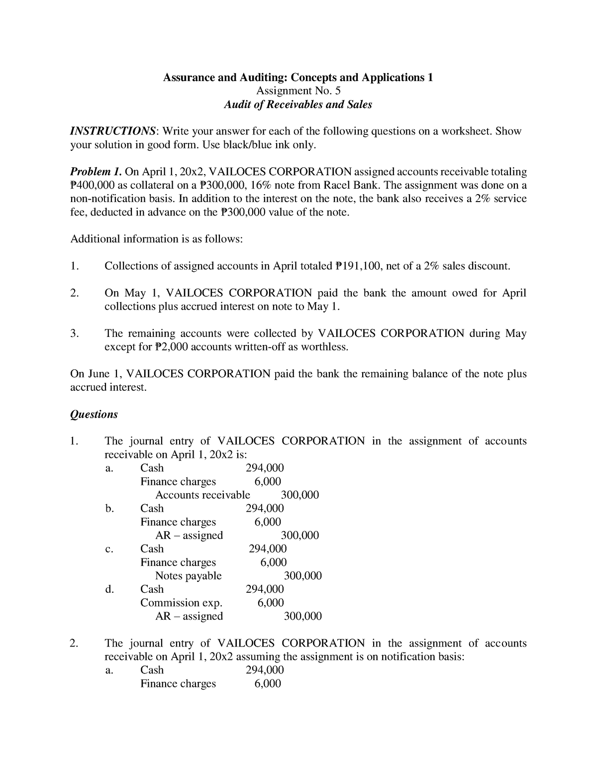 assigned assignment of receivables