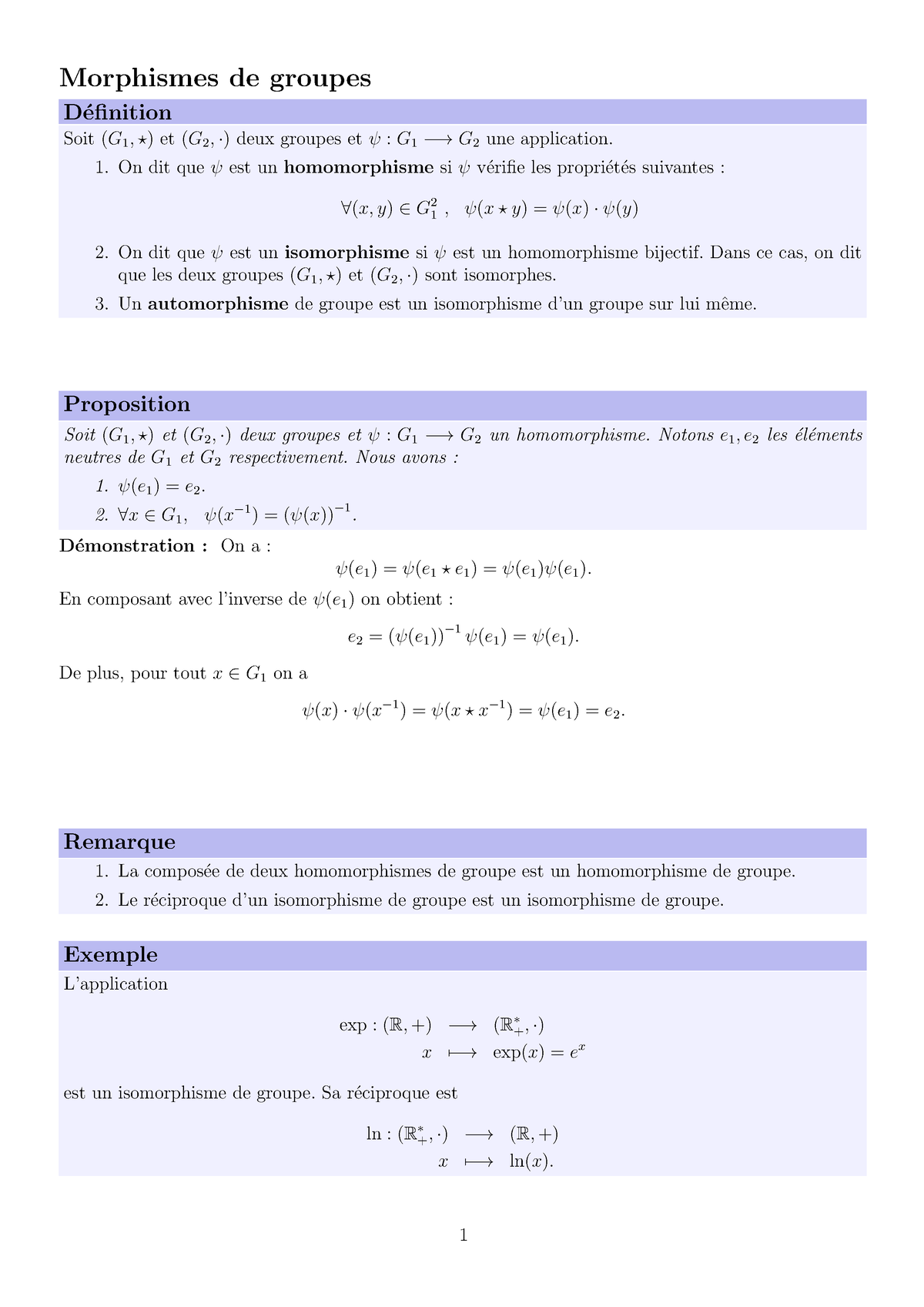 2 - Notes Algebre - Morphismes De Groupes D ́efinition Soit (G 1 ...