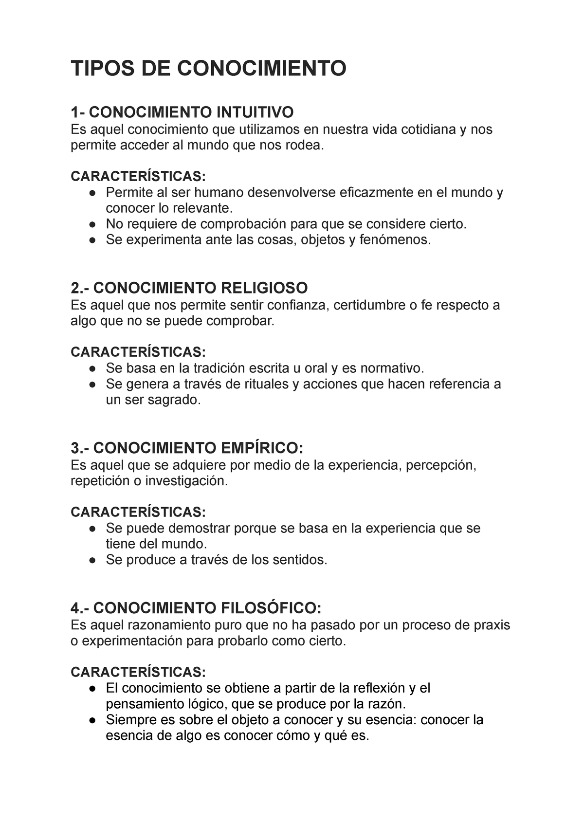 Tipos De Conocimiento Tipos De Conocimiento 1 Conocimiento Intuitivo Es Aquel Conocimiento