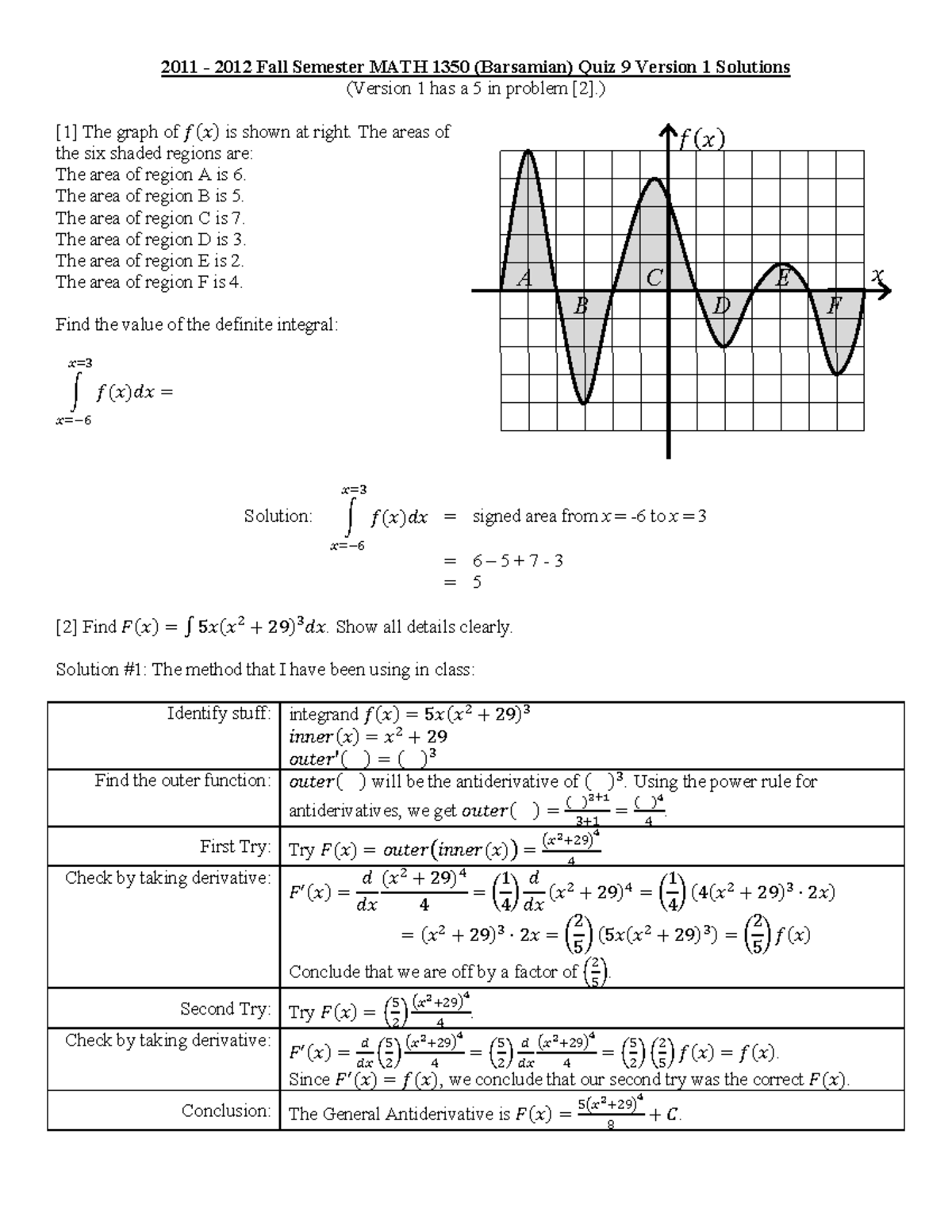 Q09s solutions quiz 2012 - 2013 math 1350 - 2011 - 2012 Fall Semester ...