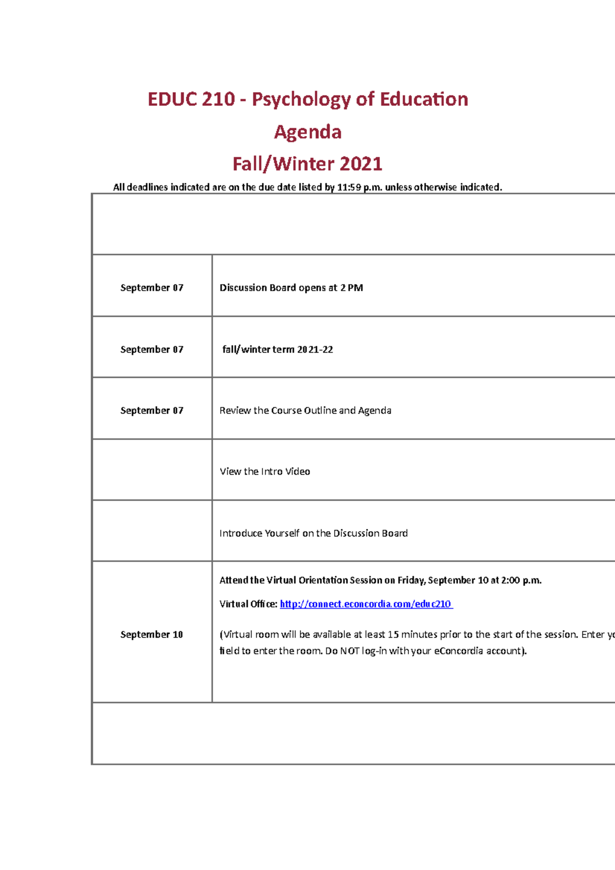 Educ 210 Schadule Educ 210 Schedule Online Class Educ 210