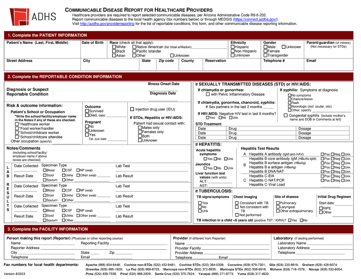 Communicable Disease Report Form - COMMUNICABLE DISEASE REPORT FOR ...